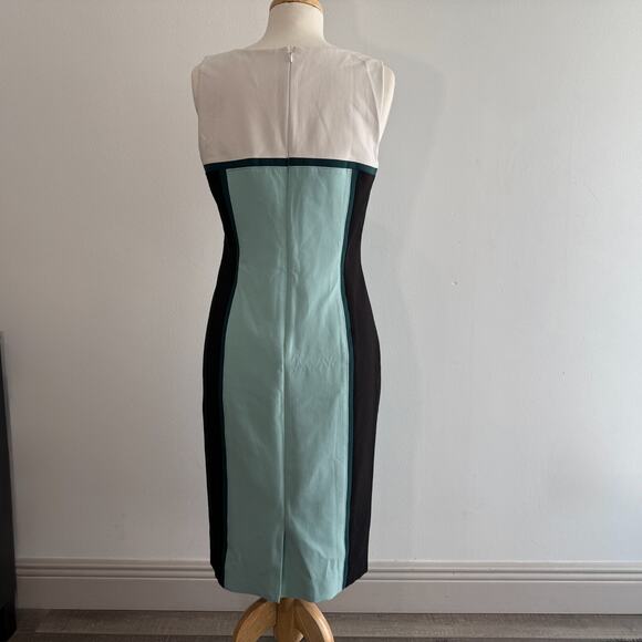 WHBM Women's Sheath Dress Size 8 Blue Black Colorblock Career Timeless Classic - Picture 2 of 6